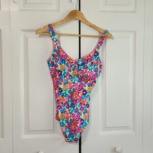 Anita Women's Watercolor Floral One-Piece Swimsuit Size 8 C Cup Adjustable Swim
